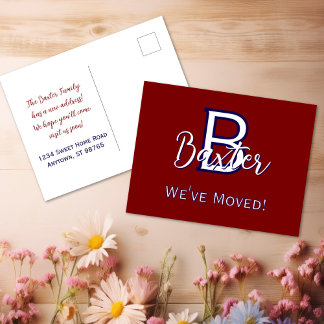 Carte Postale Rouge Blanc & Bleu Nom et Monogramme "Nous avons b