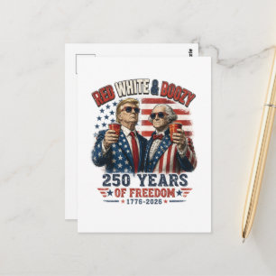 Carte Postale Rouge Blanc Boozy Trump George Washington 250