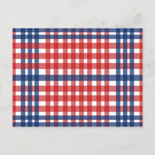 Carte Postale Rouge blanc et bleu En vichy plaid