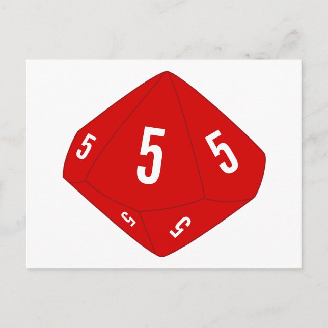 Carte postale rouge D10 Numéro de table de dés (Devant)