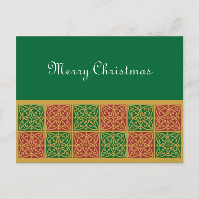 Carte postale rouge d'art de Green Fleur de Lis (Devant)