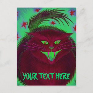 Carte postale Rouge de chat effrayant 'Your Text'