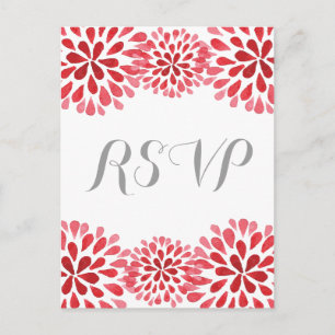 Carte postale rouge du chrysanthème RSVP