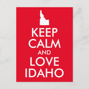 Carte Postale Rouge et blanc Garder calme et amour Idaho