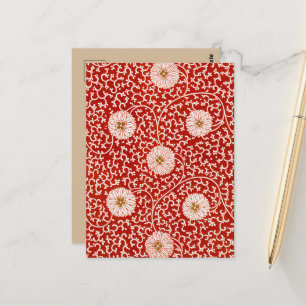 Carte Postale Rouge Floral Vibrant Ornate Classé Motif
