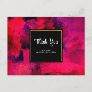 Carte Postale Rouge foncé et violet moderne Merci Abstrait
