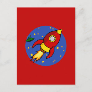 Carte postale rouge fusée