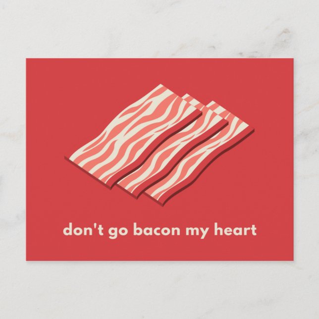 Carte Postale Rouge Illustré Bacon Love (Devant)