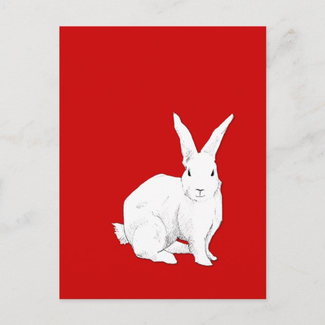 Carte postale rouge lapin (Devant)