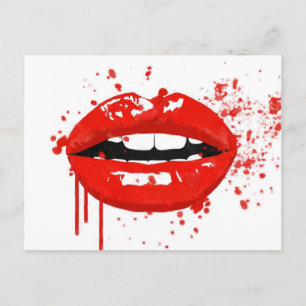 Carte Postale Rouge lèvres baiser beauté maquillage mode