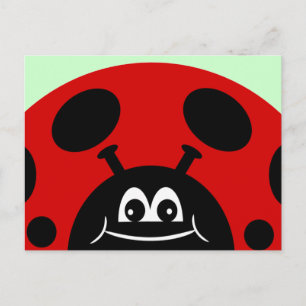 Carte Postale Rouge mignon et noir Ladybug