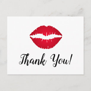 Carte Postale Rouge Ombre Lipstick Kiss Merci