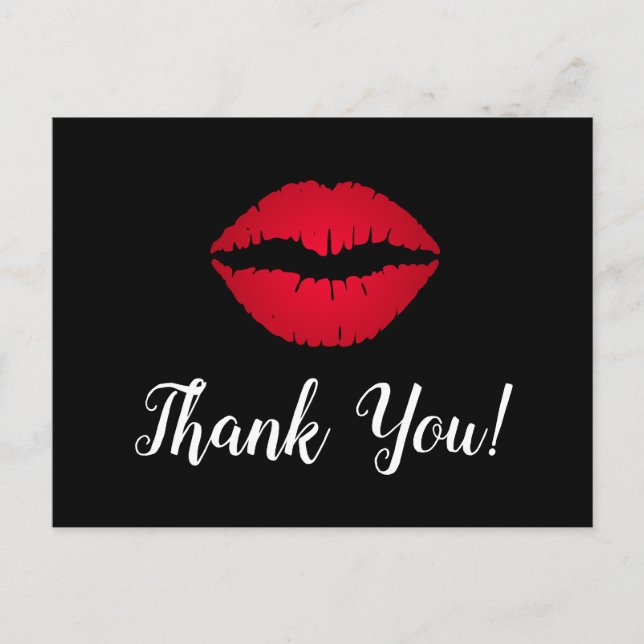 Carte Postale Rouge Ombre Lipstick Merci noir (Devant)