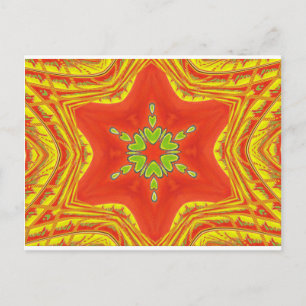Carte Postale Rouge or vert Mandala Art Imprimer