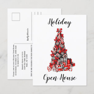 Carte Postale Rouge rustique Blanc Noir Buffle Check Noël