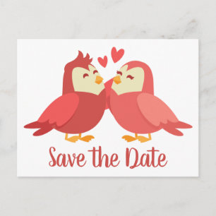 Carte Postale Rouge Sauvez la date Mariage Cartoon Bride Groom