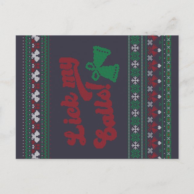 Carte Postale Rouge Vert Lick Mes Boules Villant Noël (Devant)