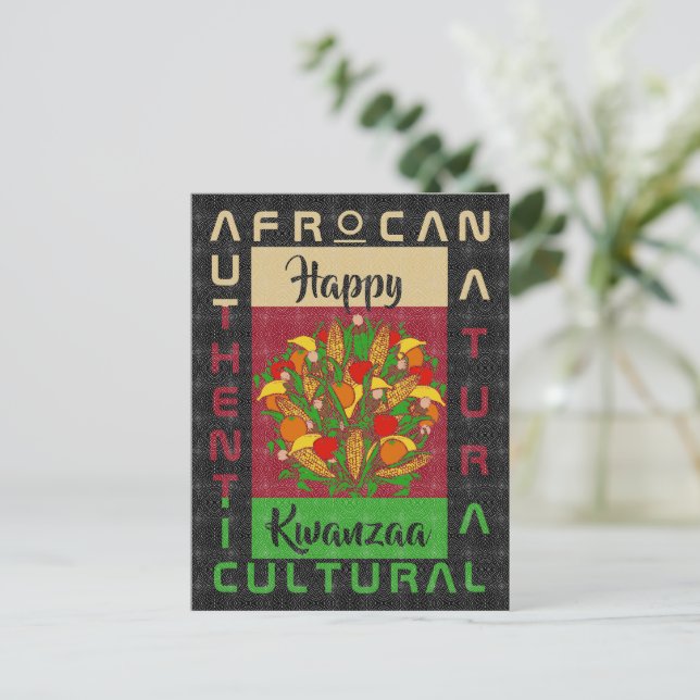 Carte Postale rouge vert noir AFROCA Afrique Afro Noir Patrimoin (Debout devant)