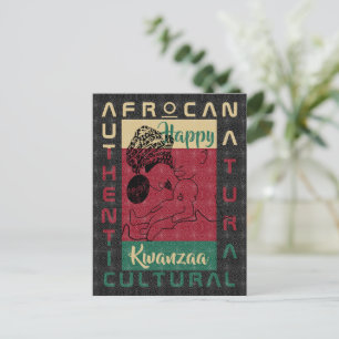 Carte Postale rouge vert noir AFRoCA Afro Africa Black Heritage