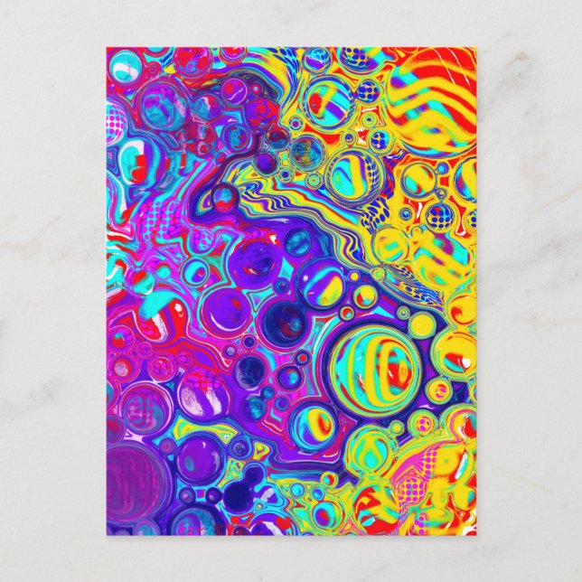 Carte Postale Rouge, Violet, Bleu, Vert Jaune Art Abstrait (Devant)