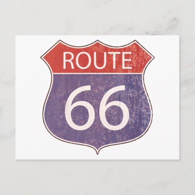Carte Postale Rouillé rouge et bleu de panneau routier de (Devant)