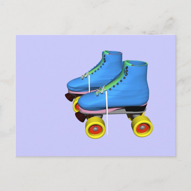 Carte Postale roulettes bleu (Devant)