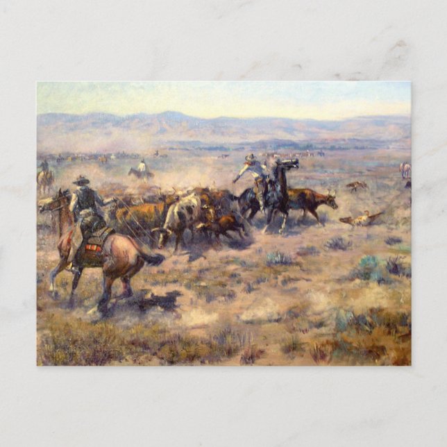 Carte Postale Roundup 1913 - Charles Marion Russell (Devant)