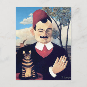 Carte Postale Rousseau - Portrait de Pierre Loti Homme avec chat