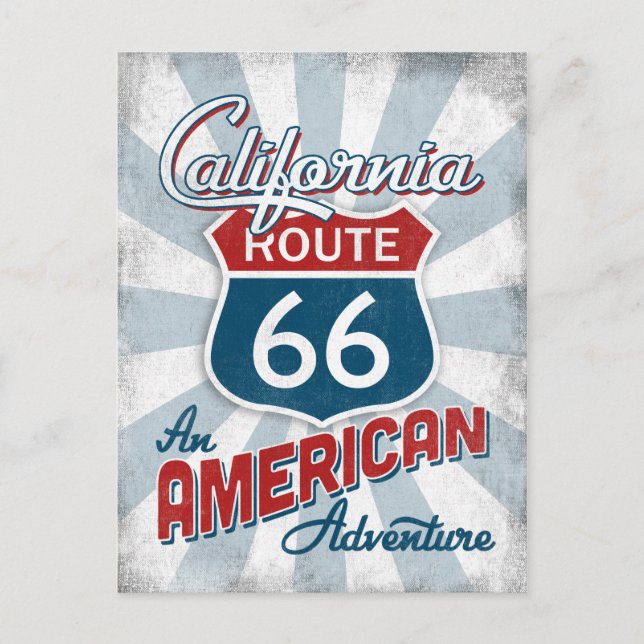 Carte Postale Route 66 Amérique Vintage (Devant)