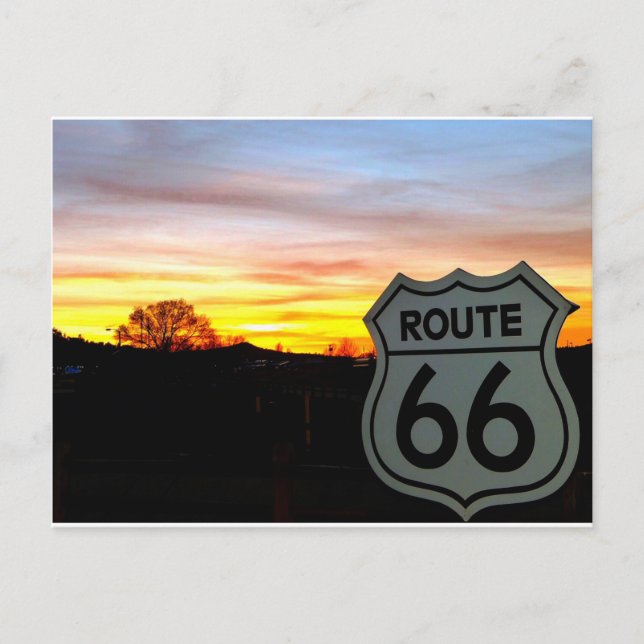 Carte Postale Route 66 au coucher du soleil (Devant)
