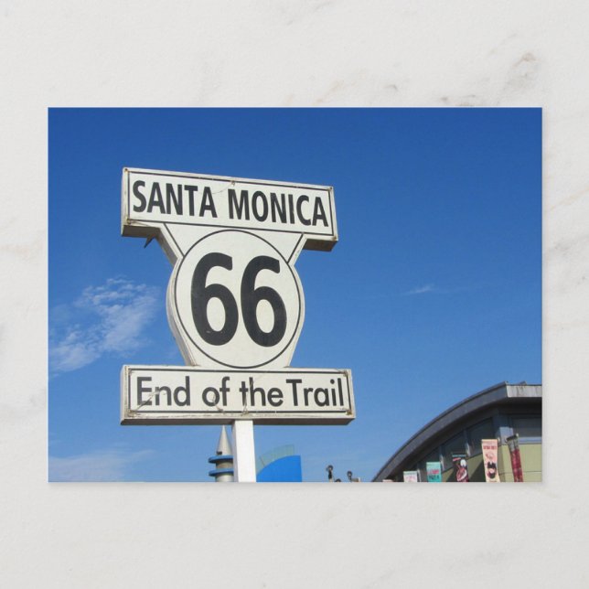 Carte Postale Route 66 California Père Noël Monica Fin du sentie (Devant)