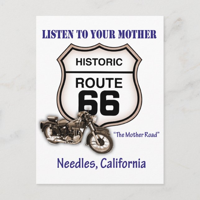 Carte Postale Route 66-Écoutez votre mère - Aiguilles (Devant)