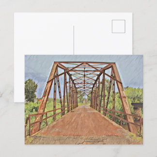 Carte Postale Route 66 Oklahoma Rock Creek Bridge Aquarelle