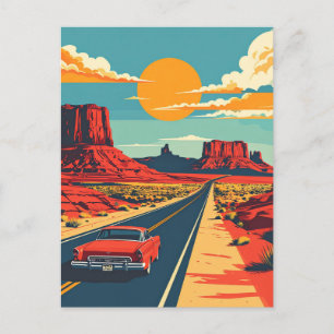 Carte Postale Route 66 Retro USA Vintage Americana Travel