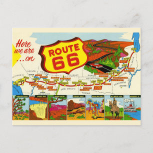 Carte Postale Route 66 vintage
