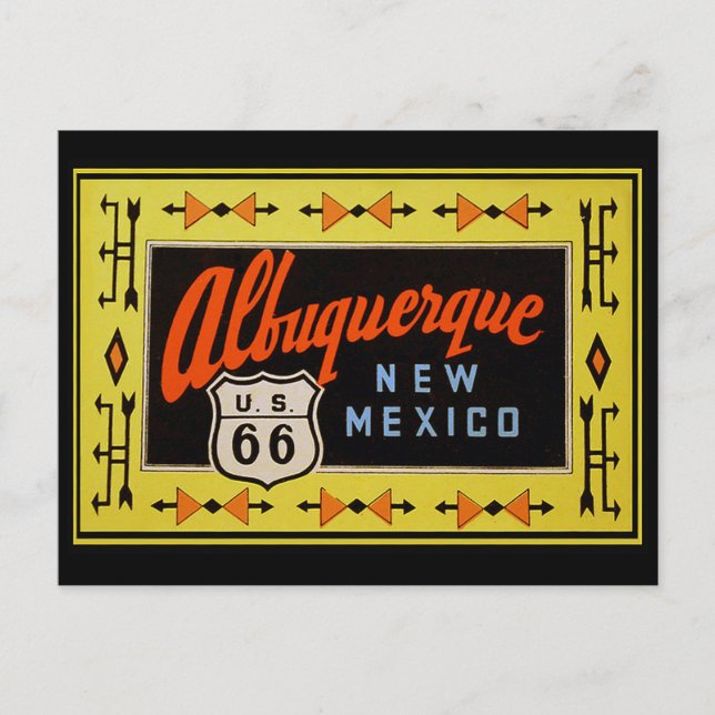 Carte Postale Route 66 - Vintage voyage Albuquerque Nouveau-Mexi (Devant)