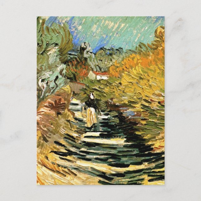 Carte Postale Route à St Remy avec figure par Vincent van Gogh (Devant)
