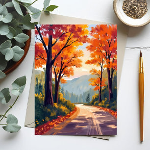 Carte Postale Route d'automne Feuilles de feuillage d'automne