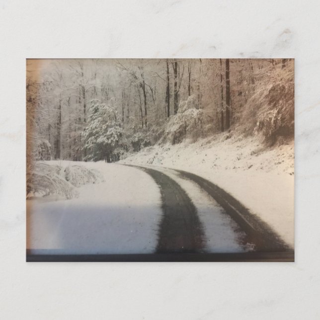 Carte Postale Route de campagne d'hiver (Devant)