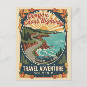 Carte Postale Route de la Côte de l'Oregon Voyage Rétro