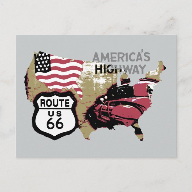 Carte Postale Route vintage US 66 (Devant)
