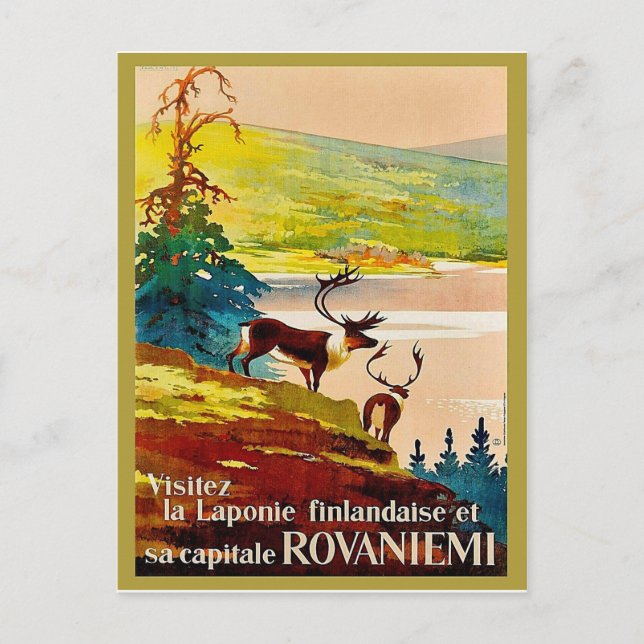Carte Postale Rovaniemi, Finlande, rennes sur la côte (Devant)