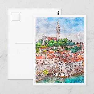 Carte Postale Rovinj Croatie célèbre Travel Place Watercolor