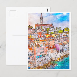 Carte Postale Rovinj Croatie Travel Place Watercolor