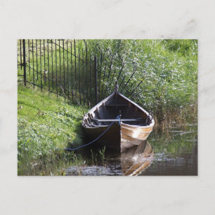 CARTE POSTALE ROW BOAT RIVER NATURE GRASSES CADRE