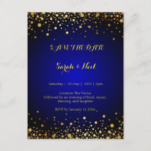 Carte Postale Royal Blue Gold Popular Enregistrer la date 