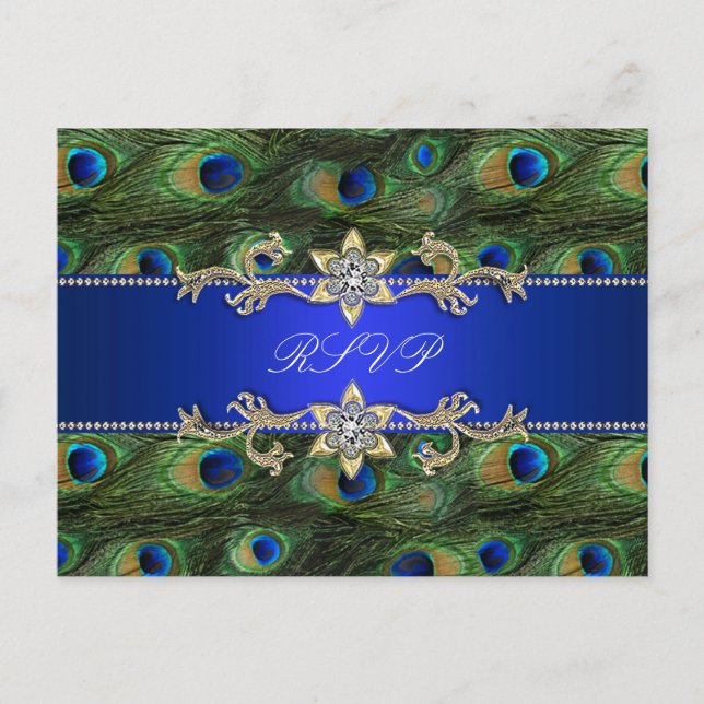 Carte postale Royal Blue Peacock RSVP (Devant)
