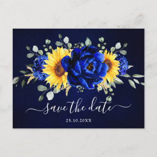 Carte Postale Royal Blue Rustic Tournesol moderne Enregistrer la