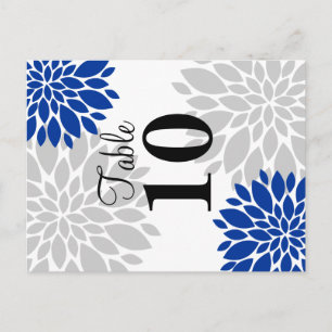 Carte Postale Royal Blue Silver-Grey Floral Bural Numéro de tabl