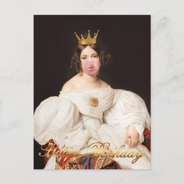 Carte Postale Royal Burst chewing-gum rose Diva Joyeux anniversa (Devant)